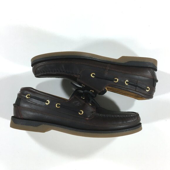 Sperry Gold Cup Mako 2-Eye Boat Shoes Mens Size 12 Brown Leather STS25261 - Picture 2 of 9